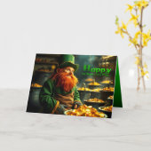 Happy St Patrick's Day Leprechaun HGC05 Karte (Gelbe Blume)