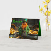 Happy St Patrick's Day Leprechaun HGC06 Karte (Gelbe Blume)