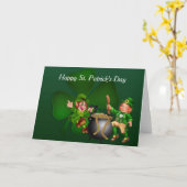 Happy St. Patrick's Day Leprechaun Karte (Gelbe Blume)