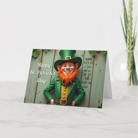 Happy St. Patrick's Day Leprechaun Karte (Vorderseite)