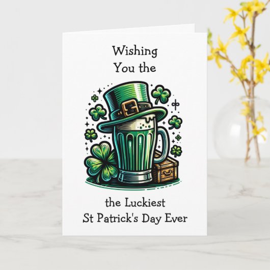 Happy St Patrick's Day Leprechaun Karte (Gelbe Blume)