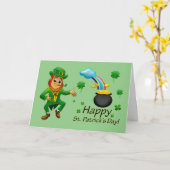 Happy St. Patrick's Day Leprechaun Karte (Gelbe Blume)