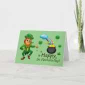 Happy St. Patrick's Day Leprechaun Karte (Vorderseite)