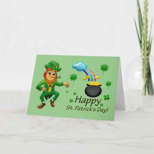Happy St. Patrick's Day Leprechaun Karte (Vorderseite)