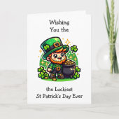 Happy St Patrick's Day Leprechaun Karte (Vorderseite)