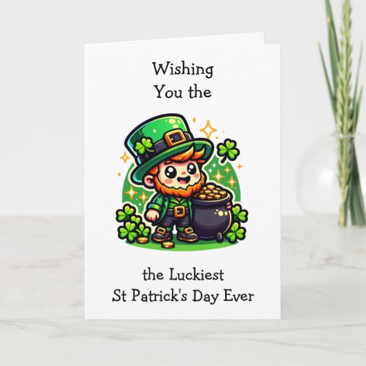 Happy St Patrick's Day Leprechaun Karte (Vorderseite)