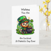 Happy St Patrick's Day Leprechaun Karte (Gelbe Blume)