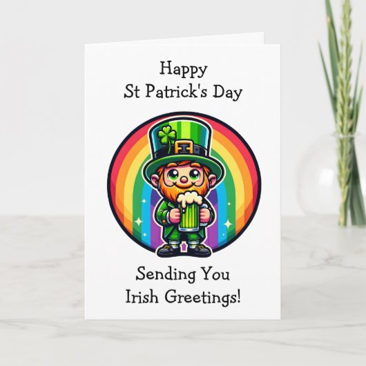 Happy St Patrick's Day Leprechaun Karte (Vorderseite)