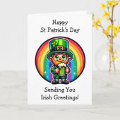 Happy St Patrick's Day Leprechaun Karte (Gelbe Blume)