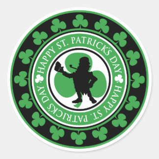 Happy St. Patrick's Day Leprechaun Kleeblatts Runder Aufkleber