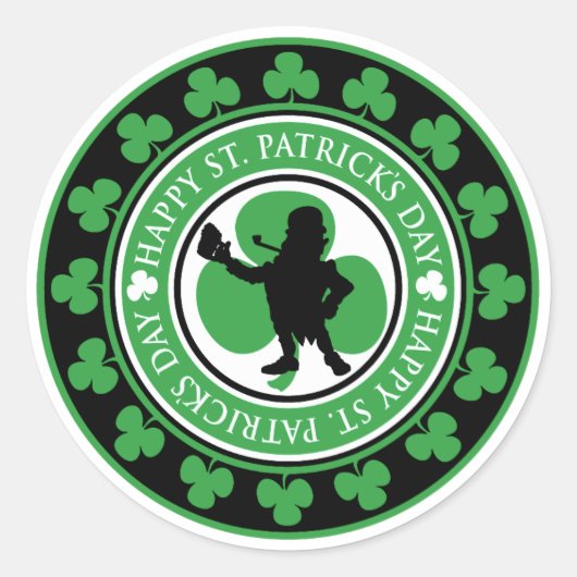 Happy St. Patrick's Day Leprechaun Kleeblatts Runder Aufkleber (Vorderseite)