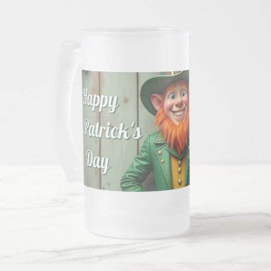 Happy St. Patrick's Day Leprechaun Mattglas Bierglas (Vorderseite Links)