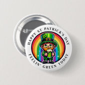 Happy St Patrick's Day Leprechaun mit grünem Bier Button (Vorne & Hinten)
