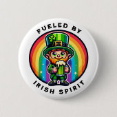 Happy St Patrick's Day Leprechaun mit grünem Bier Button (Vorderseite)