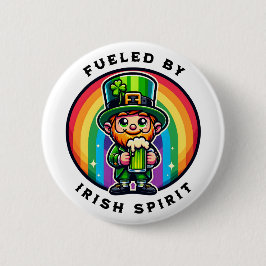 Happy St Patrick's Day Leprechaun mit grünem Bier Button