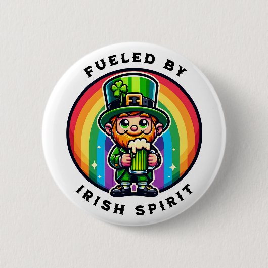 Happy St Patrick's Day Leprechaun mit grünem Bier Button (Vorderseite)