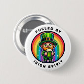 Happy St Patrick's Day Leprechaun mit grünem Bier Button (Vorne & Hinten)