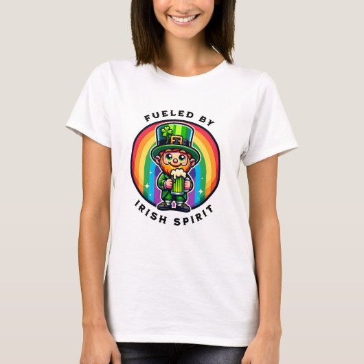 Happy St Patrick's Day Leprechaun mit grünem Bier T-Shirt (Vorderseite)