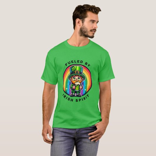 Happy St Patrick's Day Leprechaun mit grünem Bier T-Shirt (Vorne ganz)