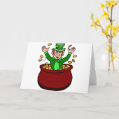 Happy St Patricks Day Leprechaun Pot of Gold Coins Karte (Gelbe Blume)