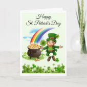 Happy St. Patrick's Day Leprechaun Regenbogen Cust Karte (Vorderseite)