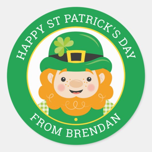 Happy St Patrick's Day Leprechaun Round Sticker (Vorderseite)