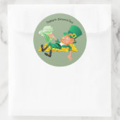 Happy St. Patrick's Day Leprechaun Runder Aufkleber (Tasche)