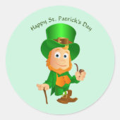 Happy St. Patrick's Day Leprechaun Runder Aufkleber (Vorderseite)