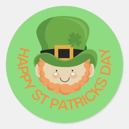 Happy St Patricks Day leprechaun Runder Aufkleber (Vorderseite)