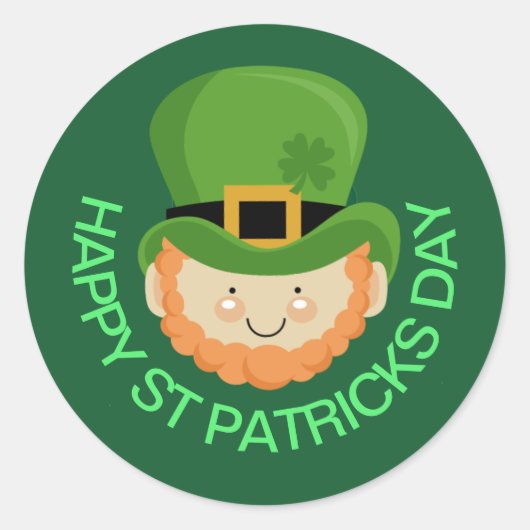 Happy St Patricks Day leprechaun Runder Aufkleber (Vorderseite)