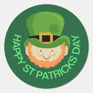 Happy St Patricks Day leprechaun Runder Aufkleber