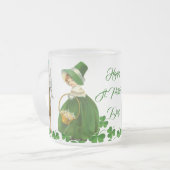 Happy St Patricks Day Little Girl Boy Sheep Clover Mattglastasse (Vorderseite Links)