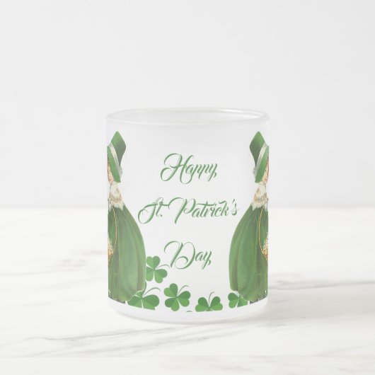 Happy St Patricks Day Little Girl Boy Sheep Clover Mattglastasse (Mittel)