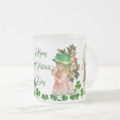 Happy St Patricks Day Little Girl Boy Sheep Clover Mattglastasse (VorderseiteRechts)