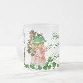 Happy St Patricks Day Little Girl Boy Sheep Clover Mattglastasse (Vorderseite Links)