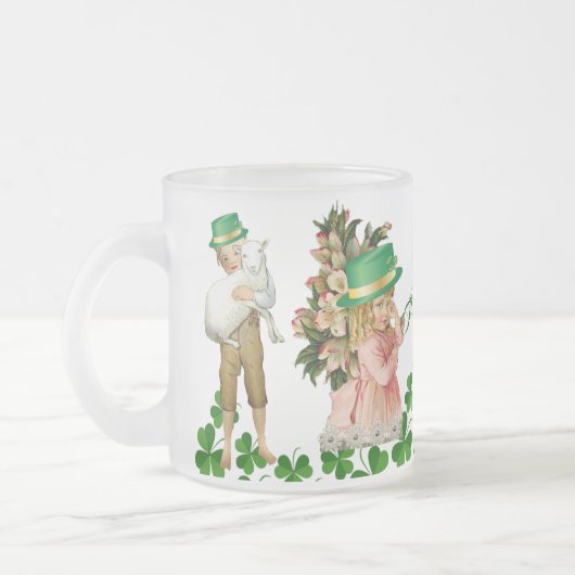 Happy St Patricks Day Little Girl Boy Sheep Clover Mattglastasse (Links)