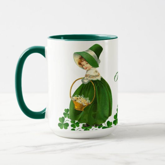Happy St Patrick's Day Little Girl Lucky Kleeblatt Tasse (Links)