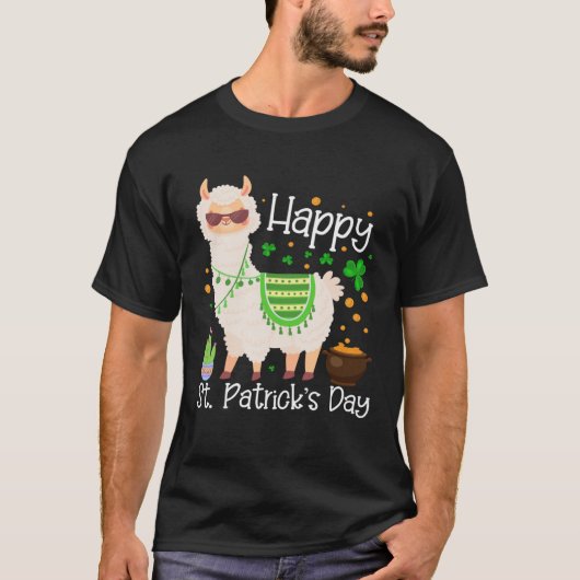 Happy St Patricks Day Llama Dad Mom Boy Girl T-Shirt (Vorderseite)