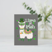 Happy St. Patrick's Day Llama Postkarte (Stehend Vorderseite)