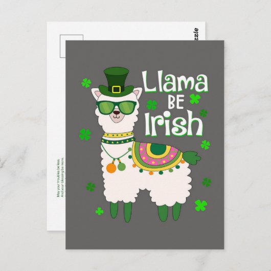Happy St. Patrick's Day Llama Postkarte (Vorne/Hinten)