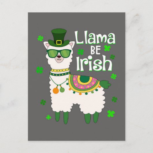 Happy St. Patrick's Day Llama Postkarte (Vorderseite)