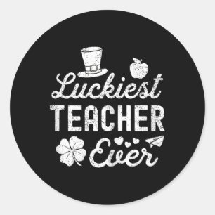 Happy St Patricks Day Luckiest Lehrer je Lucky Runder Aufkleber
