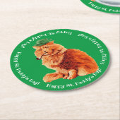 Happy St. Patrick's Day Lucky Cat Paper Untersetze Runder Pappuntersetzer (Angewinkelt)