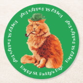 Happy St. Patrick's Day Lucky Cat Paper Untersetze Runder Pappuntersetzer (Vorderseite)