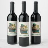 Happy St. Patrick's Day Lucky Cupcake Weinetikett (Flaschen)
