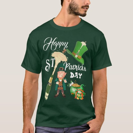 Happy St Patricks Day Lucky Hat Leprechaun Gold T-Shirt (Vorderseite)