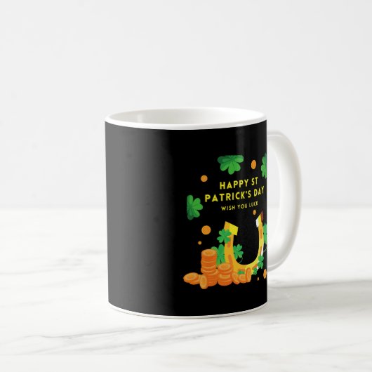 Happy St. Patricks Day - Lucky Irish Kleeblatt Kaffeetasse (VorderseiteRechts)