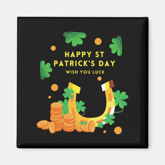 Happy St. Patricks Day - Lucky Irish Kleeblatt Magnet (Vorne)