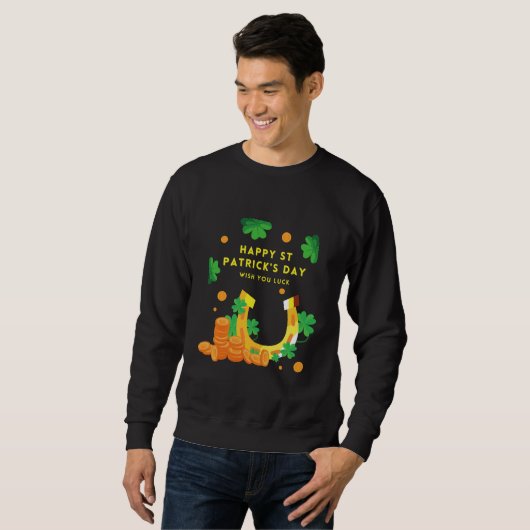 Happy St. Patricks Day - Lucky Irish Kleeblatt Sweatshirt (Vorne ganz)
