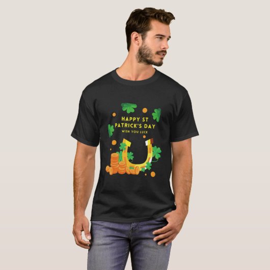 Happy St. Patricks Day - Lucky Irish Kleeblatt T-Shirt (Vorne ganz)